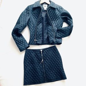 DKNY Quilted Jacket and Skirt Set - Navy Blue